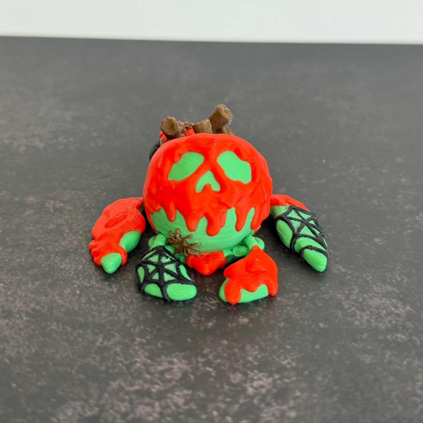 3D Printed Articulated Toxic Apple Turtle โ Creepy Cute Fidget Toy