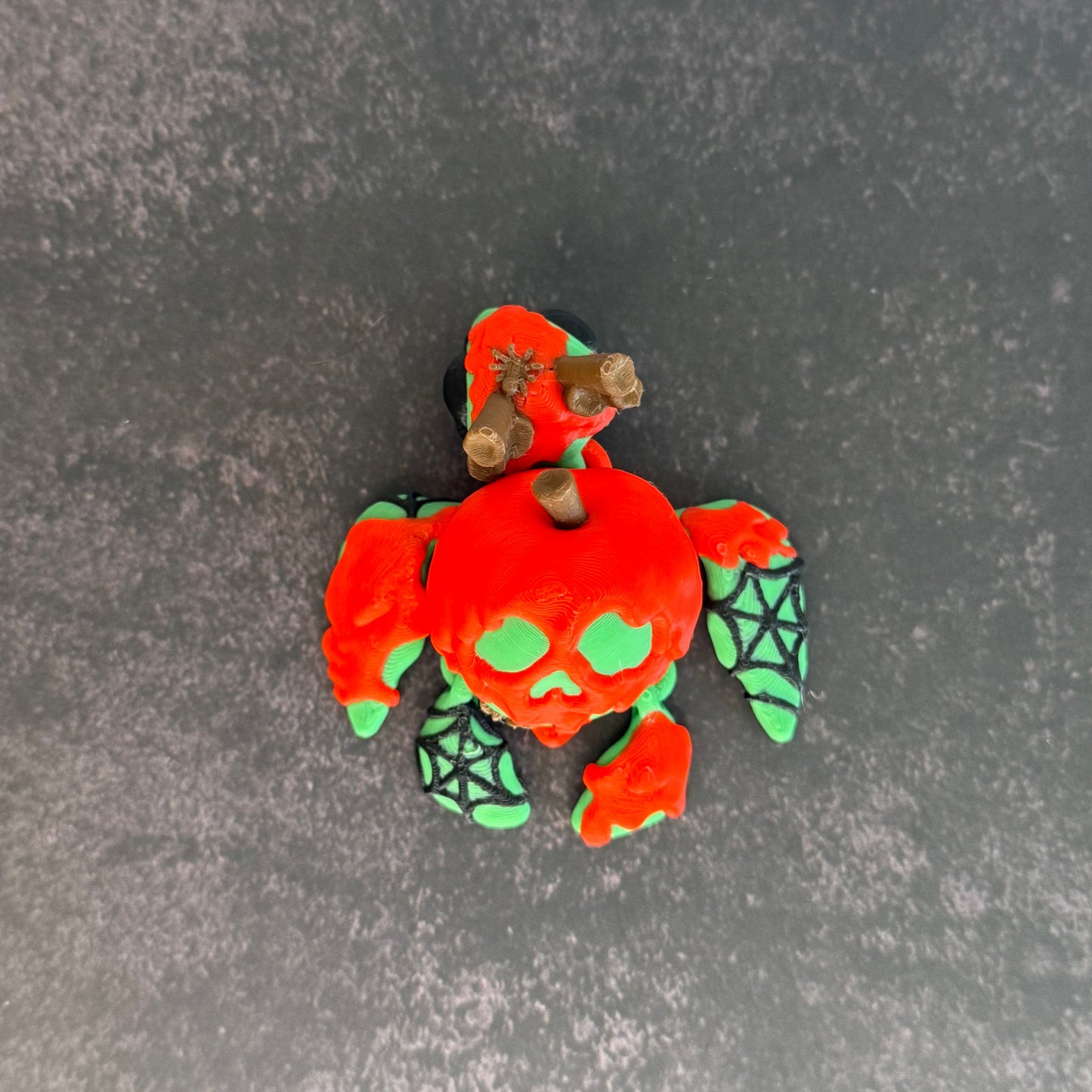 3D Printed Articulated Toxic Apple Turtle โ Creepy Cute Fidget Toy