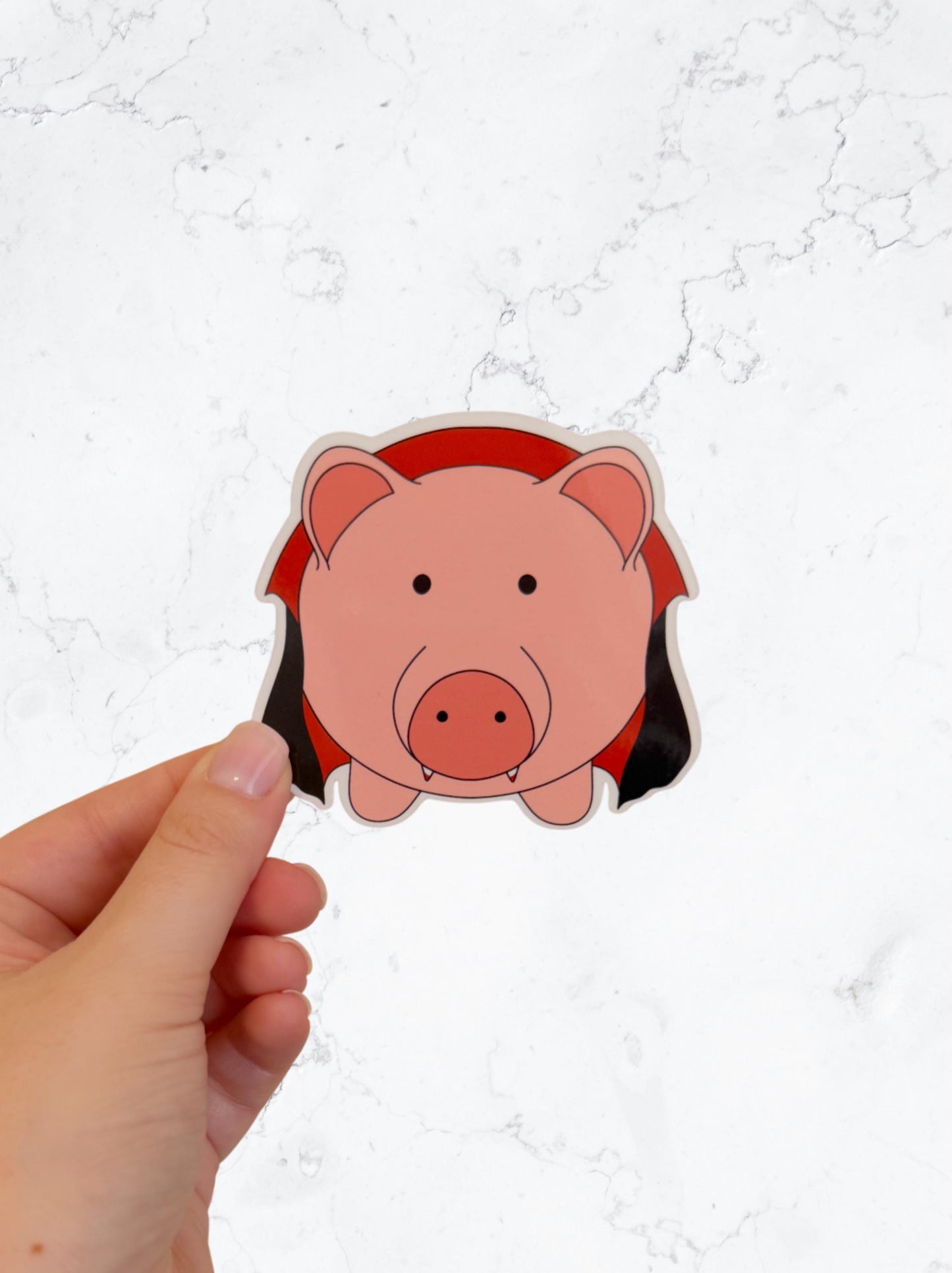 Count Porkula: Dracula Pig Sticker - Spooky Cute Piggie Vampire Design for Halloween Lovers