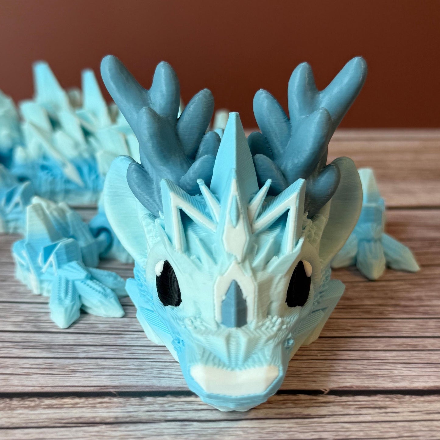 15.5in Articulated Baby Winter Dragon – 3D Printed Frosty Ice Dragon Toy