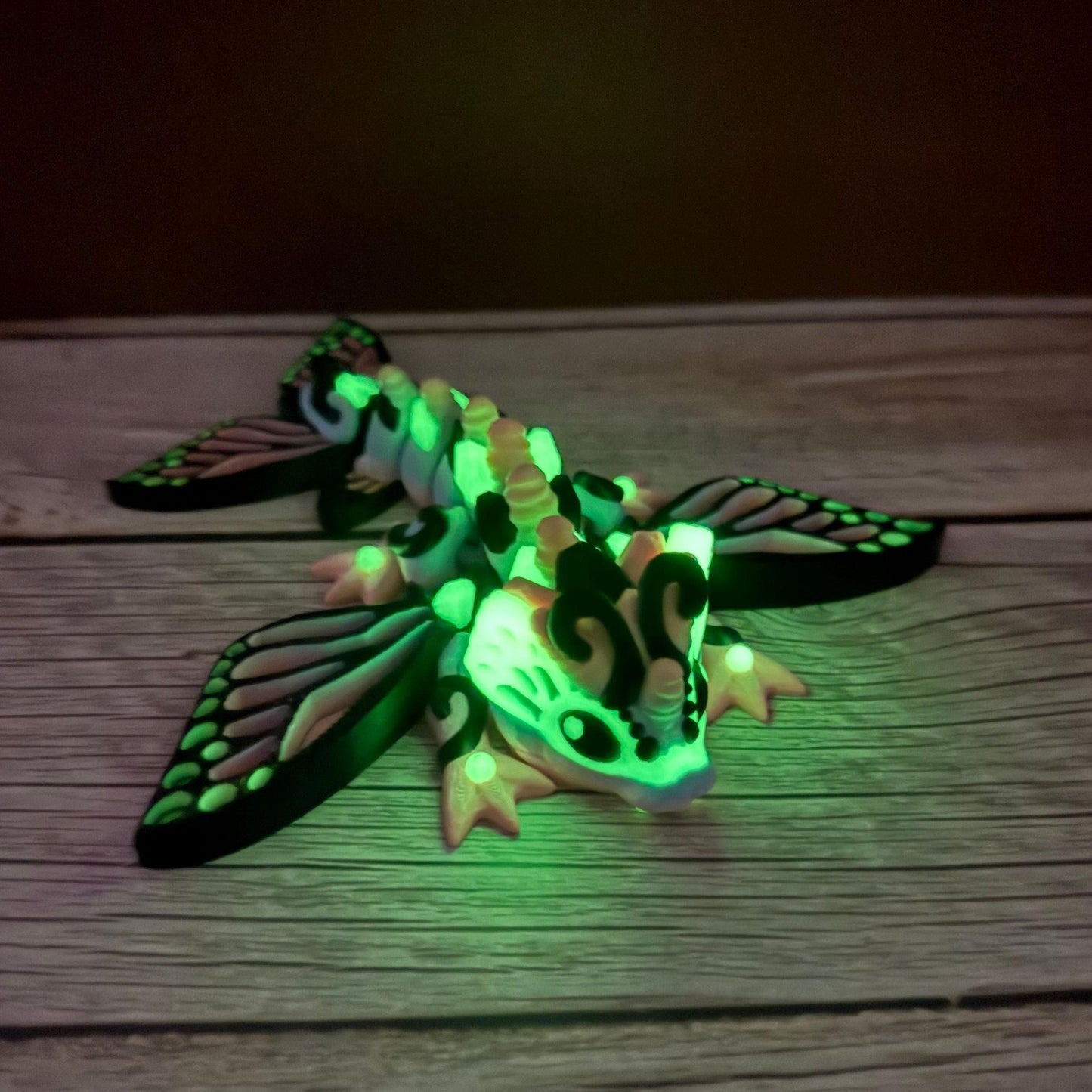7in Glow-in-the-Dark Butterfly Dragon β 3D Printed Articulated Fantasy Toy