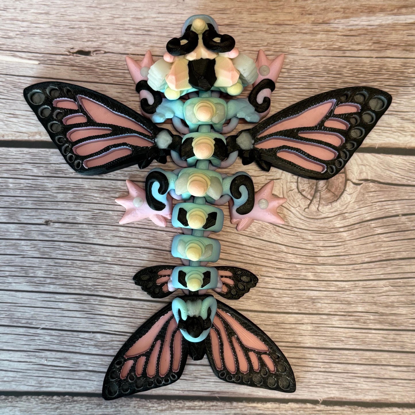 7in Glow-in-the-Dark Butterfly Dragon β 3D Printed Articulated Fantasy Toy