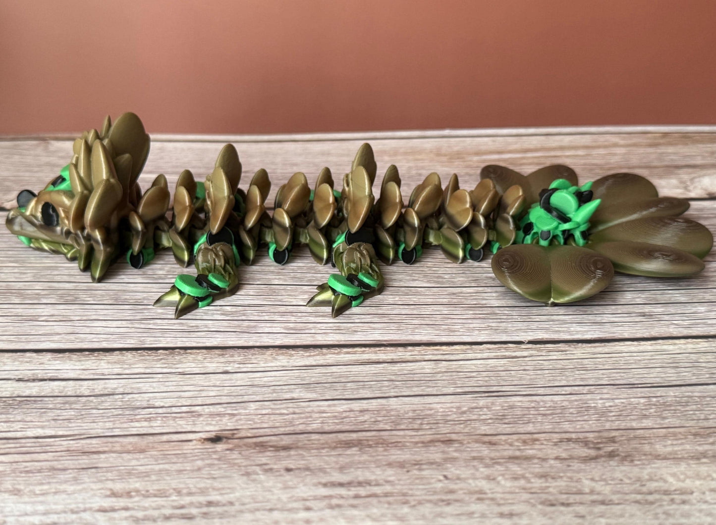 10.5in Articulated Baby Clover Dragon β 3D Printed Lucky Fantasy Fidget Toy