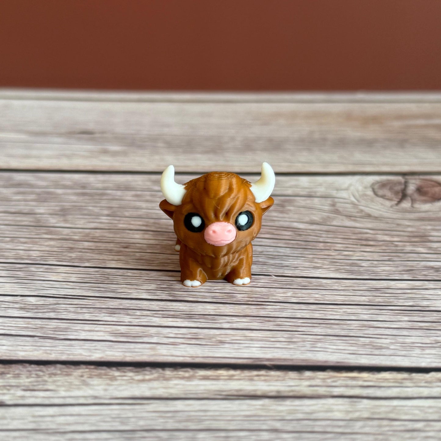 Mini 3D Printed Articulated Highland Cow – Cute Scottish Cow Toy