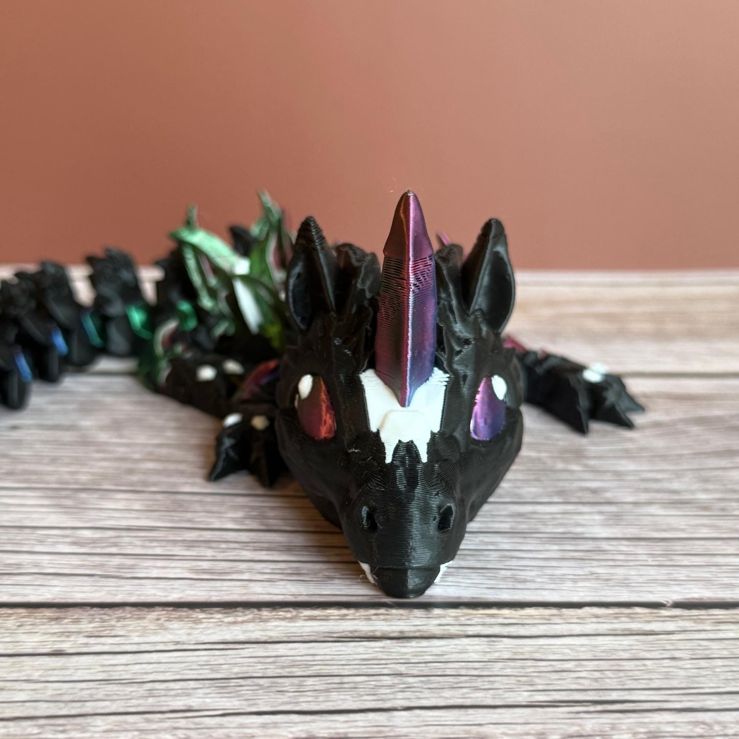 Articulated 12in Baby Dark Unicorn Dragon – 3D Printed Fantasy Fidget Toy Gift