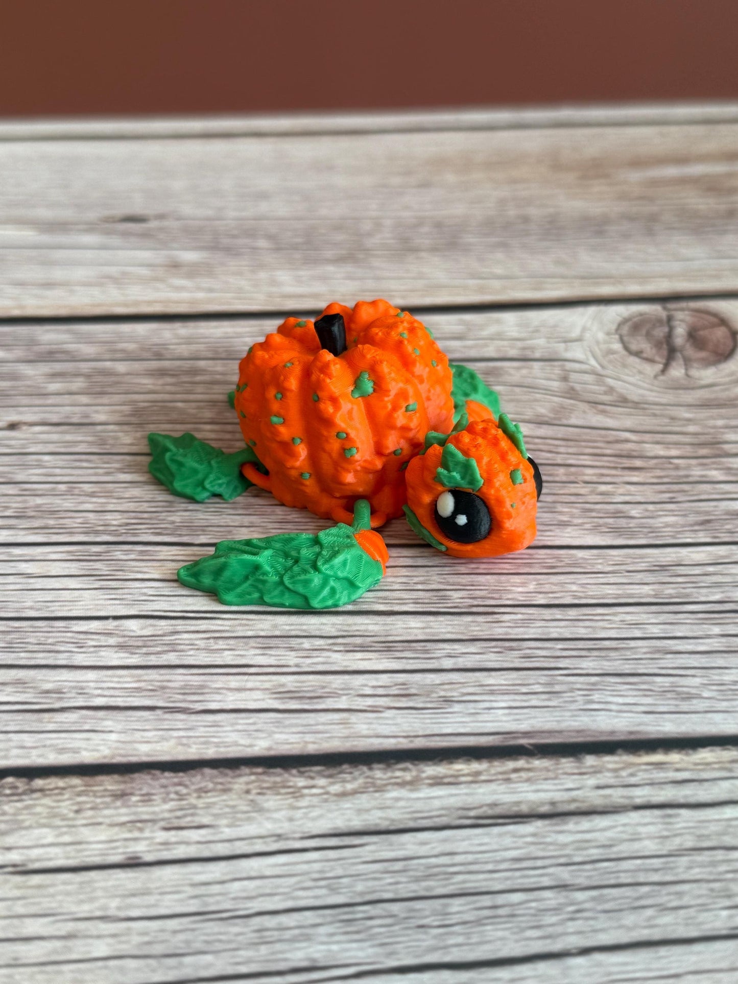 Articulated 3D Printed Pumpkin Turtle | Halloween Turtle Toy | Spooky Fall Decor