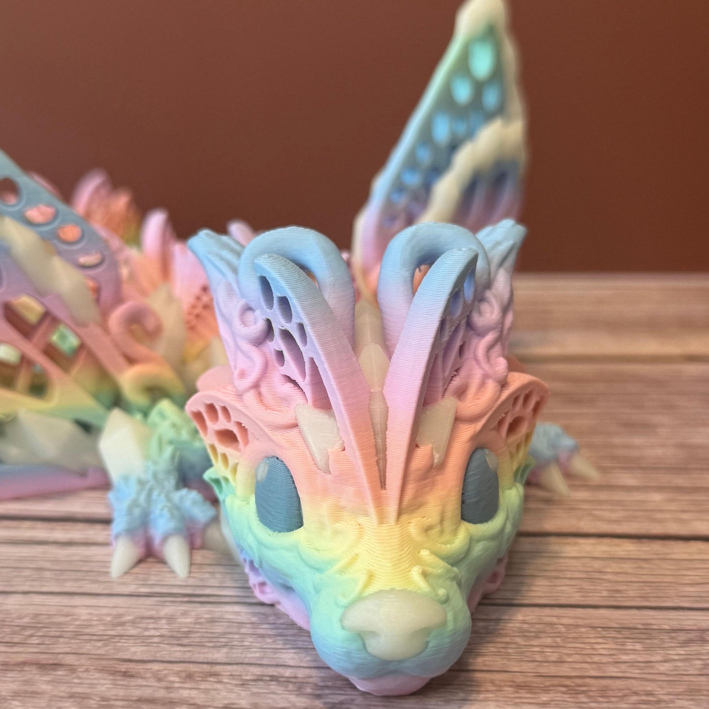 12.5" Baby Glow-in-the-Dark Fae Wolf Dragon – 3D Printed Fantasy Creature Toy