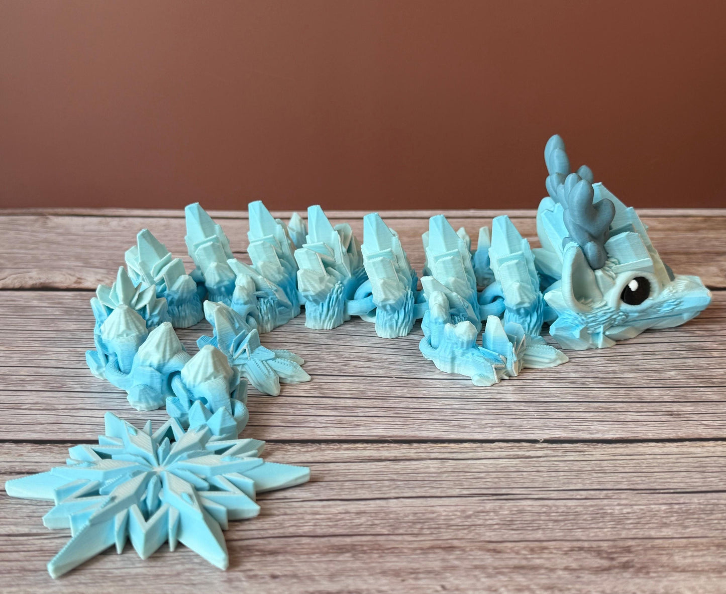 15.5in Articulated Baby Winter Dragon – 3D Printed Frosty Ice Dragon Toy
