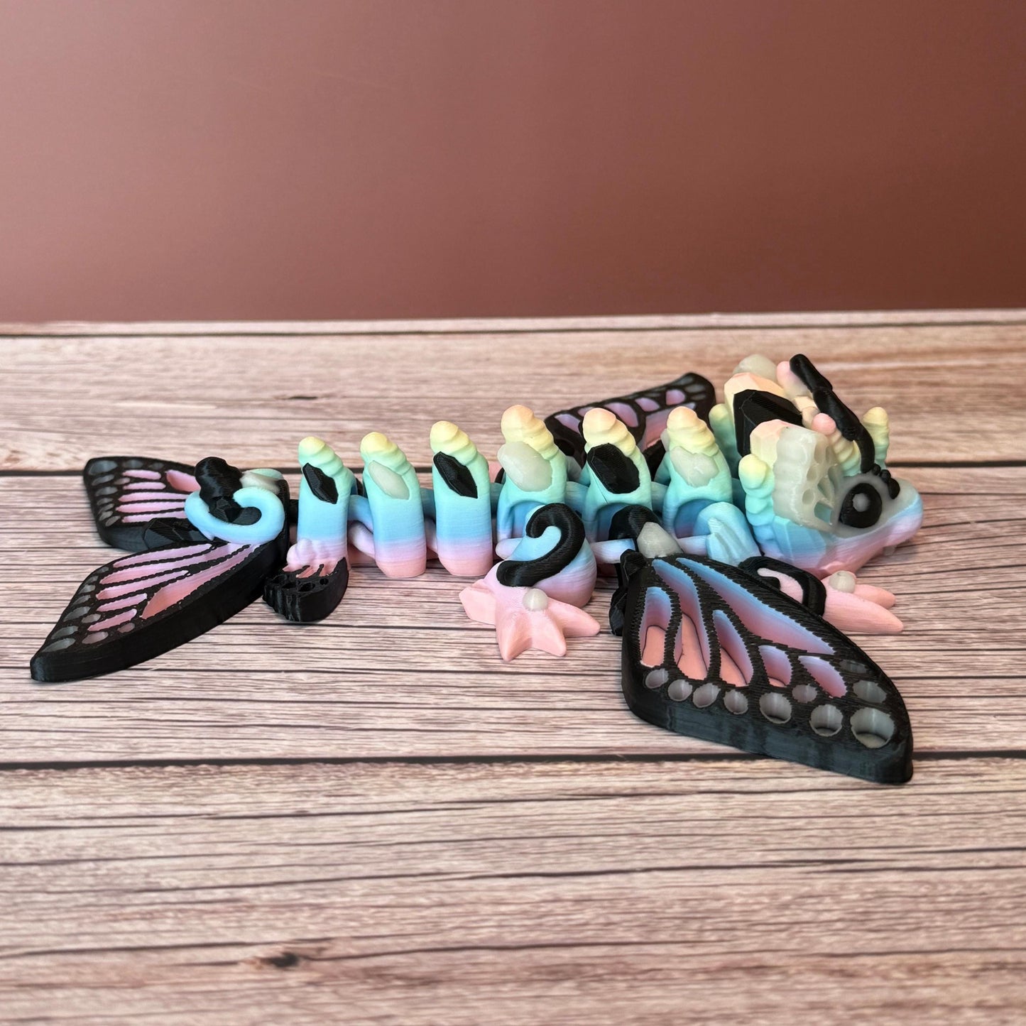 7in Glow-in-the-Dark Butterfly Dragon β 3D Printed Articulated Fantasy Toy