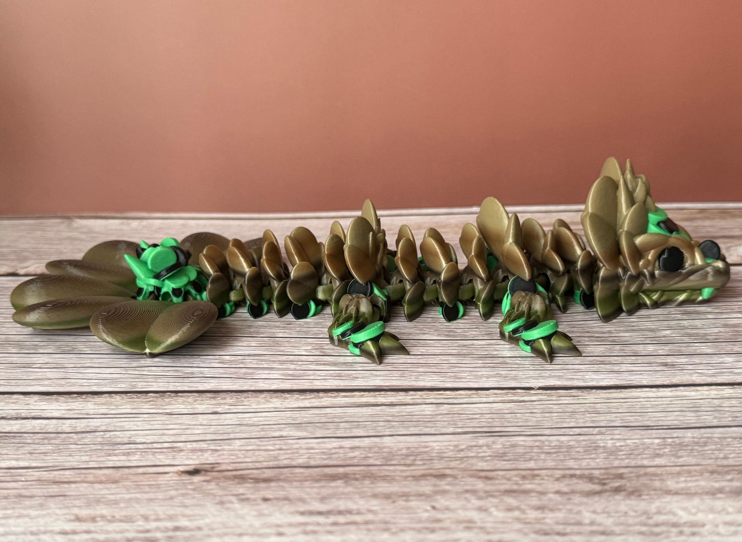 10.5in Articulated Baby Clover Dragon β 3D Printed Lucky Fantasy Fidget Toy
