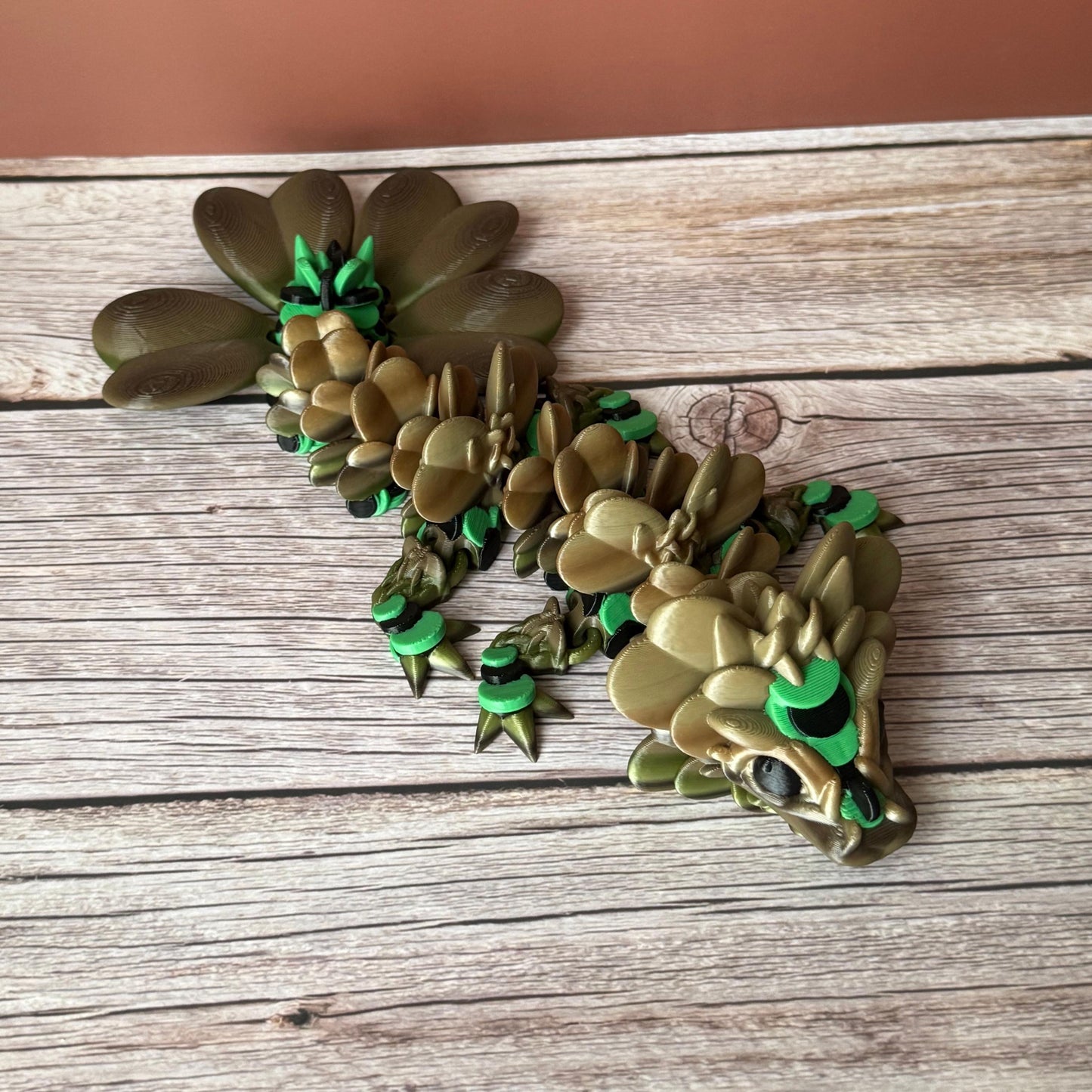 10.5in Articulated Baby Clover Dragon β 3D Printed Lucky Fantasy Fidget Toy