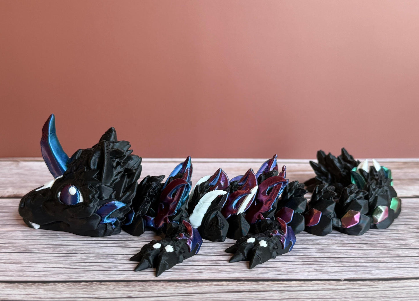 Articulated 12in Baby Dark Unicorn Dragon – 3D Printed Fantasy Fidget Toy Gift