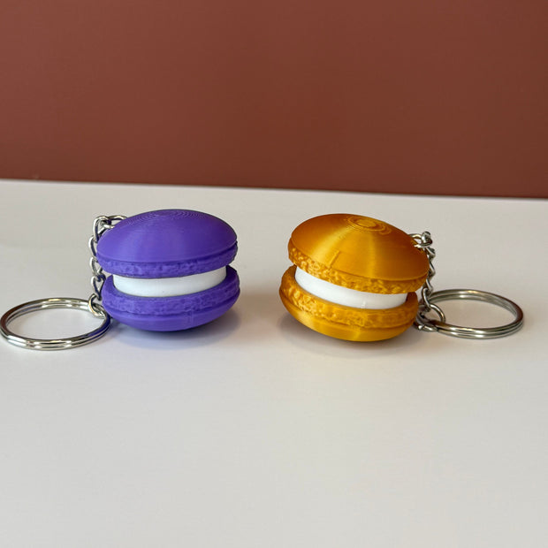 3D Printed Clicky Macaron Keychain – Fidget Toy, Cute Macaron Gift, Pastel Keyring Accessory