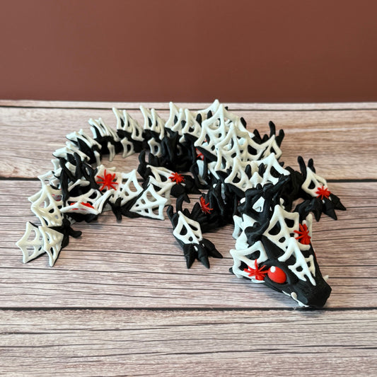 Articulated Wicked Web Dragon | 3D Printed Posable Fantasy Dragon Figurine | Unique Fidget Toy | Gothic Dragon Gift