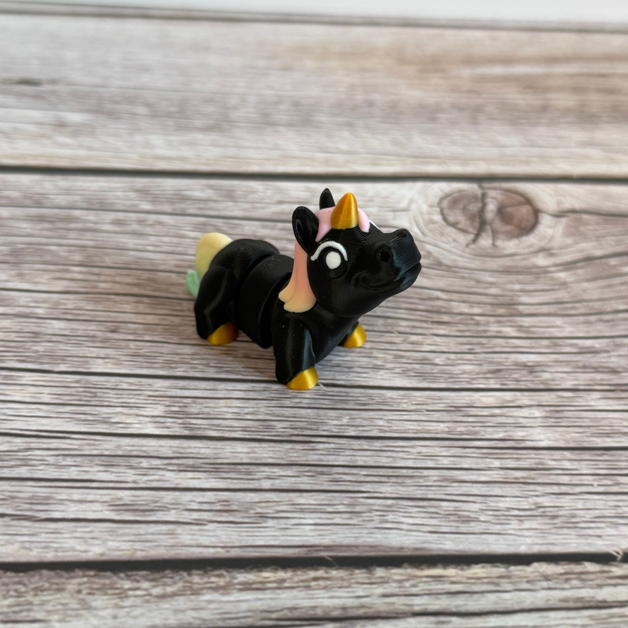 Mini 3D Printed Articulated Dark Unicorn – Gothic Fantasy Fidget Toy Gift