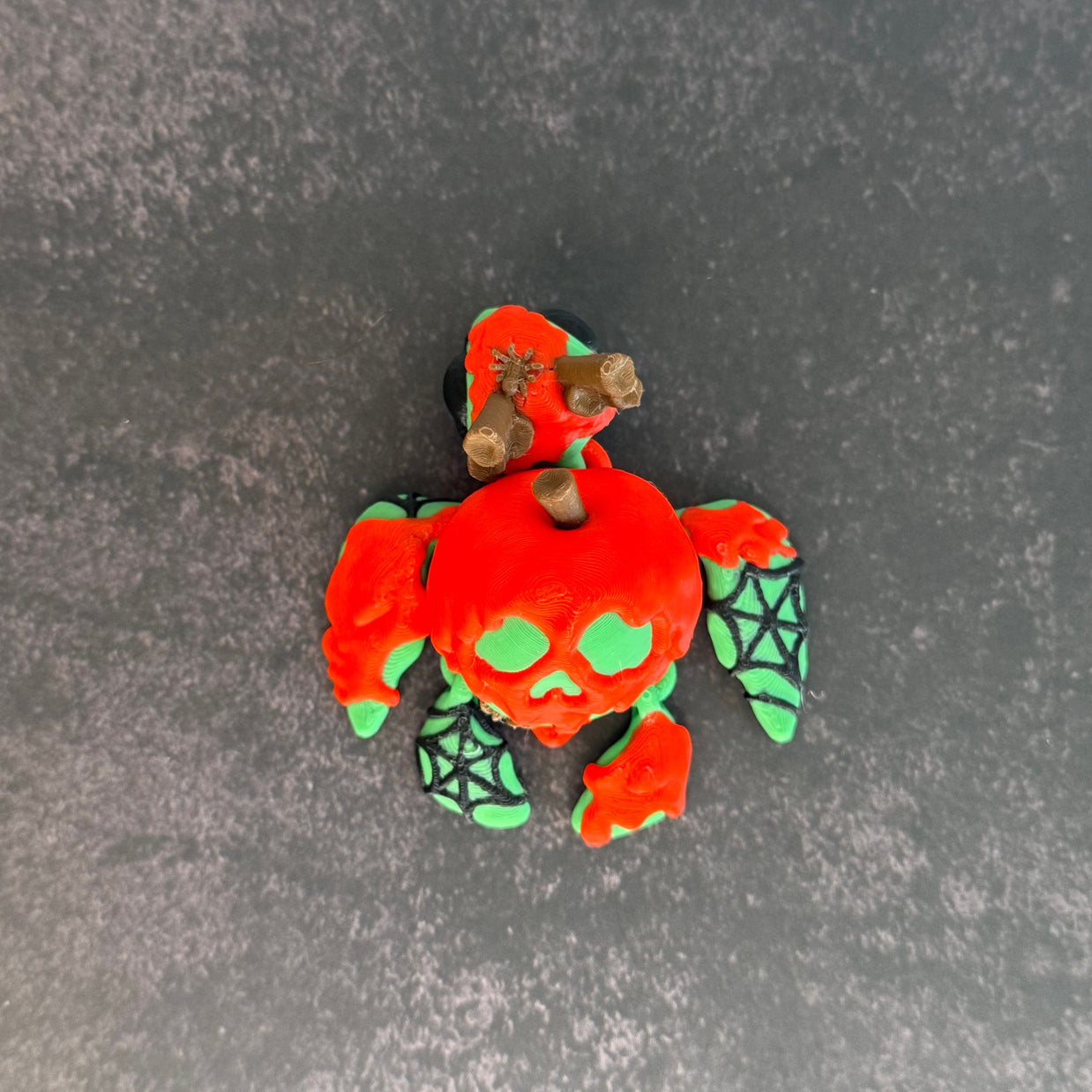 3D Printed Articulated Toxic Apple Turtle – Creepy Cute Fidget Toy