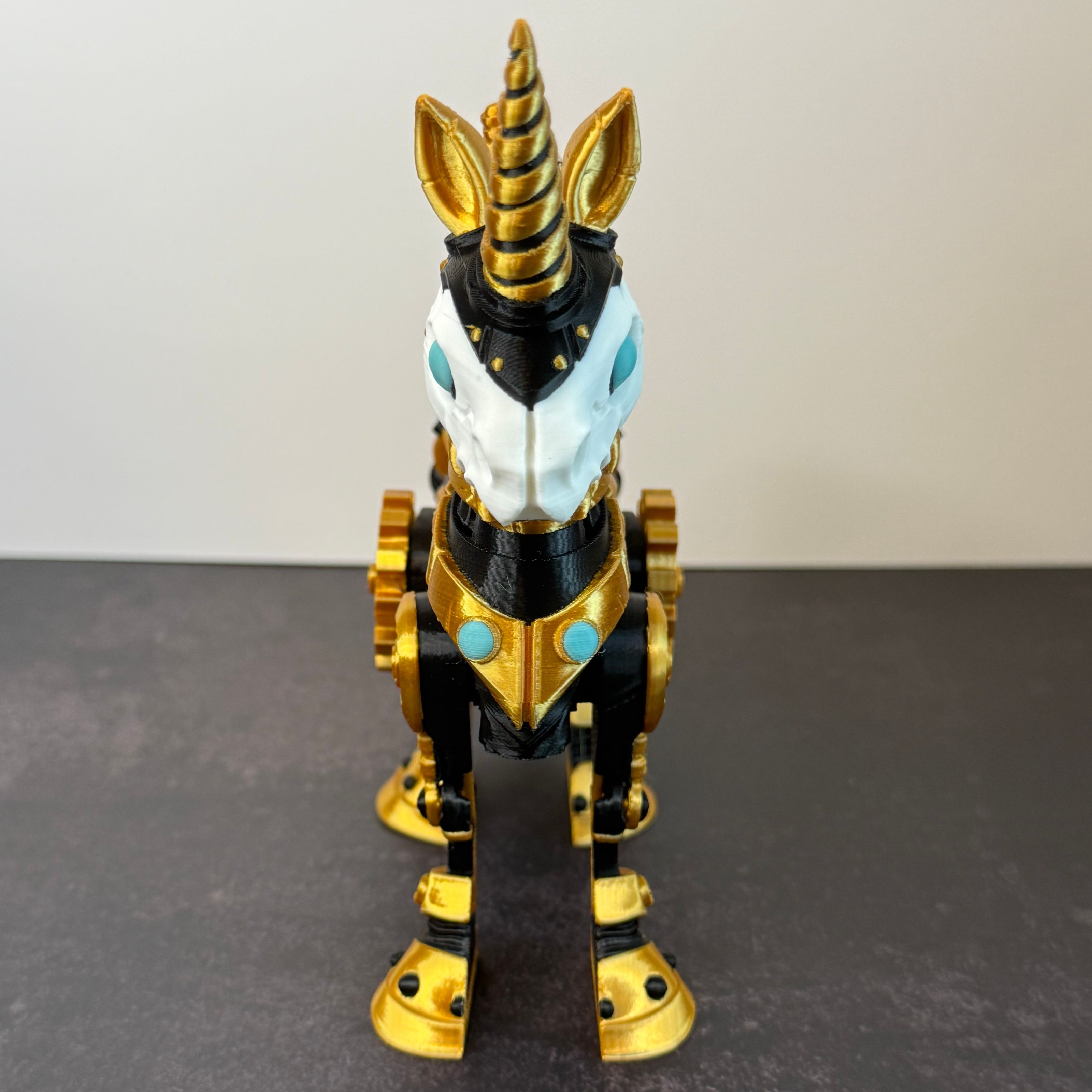 Steampunk Unicorn - 3D Printed Fantasy Unicorn Figurine, Mechanical Style Unicorn Decor