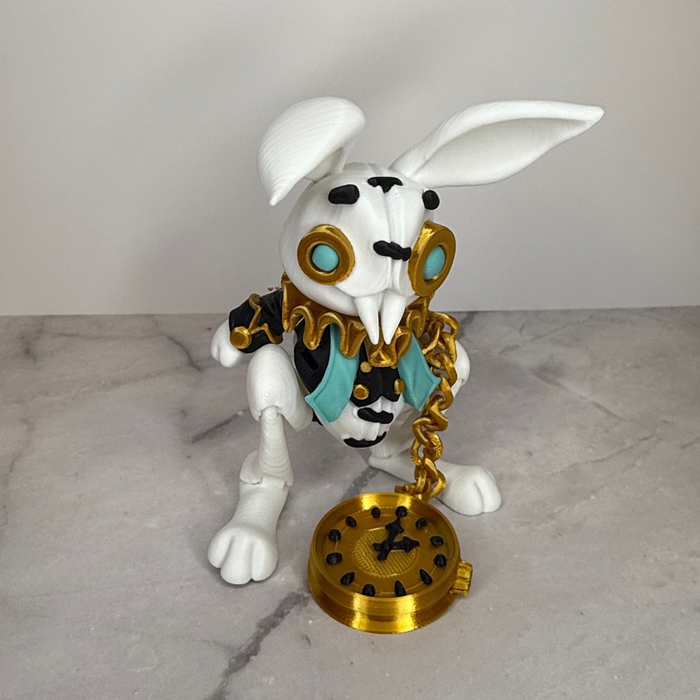 3D Printed Steampunk Stuffed Rabbit – Gothic Plush-Inspired Decor
