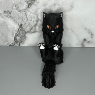 Glow in the Dark Eyes Black Cat - Laying or Hanging Spooky Gothic Halloween Decor