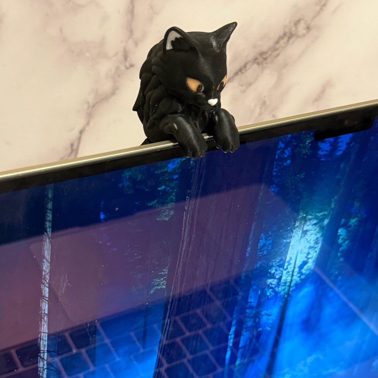 Glow in the Dark Eyes Black Cat - Laying or Hanging Spooky Gothic Halloween Decor