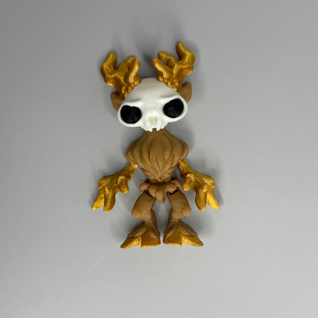 Mini Golden Wendigo Cryptid - 3D Printed Articulated Creepy Creature, Gothic Horror Desk Decor