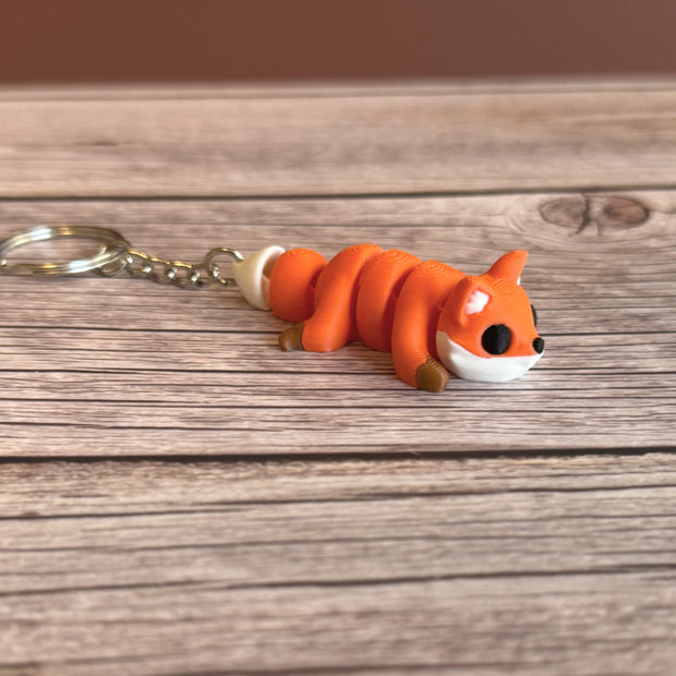 Articulated Fox 3D Printed Keychain – Flexible Fox Keyring, Cute Woodland Animal Gift, Fidget Keychain, Unique Fox Lover Accessory