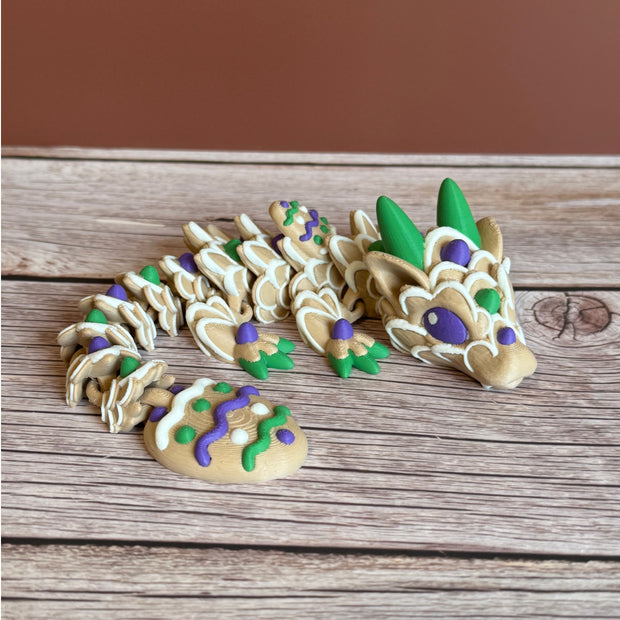 Articulated Easter Cookie Dragon 3D Printed – Cute Spring Gift, Flexible Fidget Toy, Fantasy Creature, Unique Dragon Lover Accessory