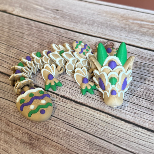 Articulated Easter Cookie Dragon 3D Printed – Cute Spring Gift, Flexible Fidget Toy, Fantasy Creature, Unique Dragon Lover Accessory