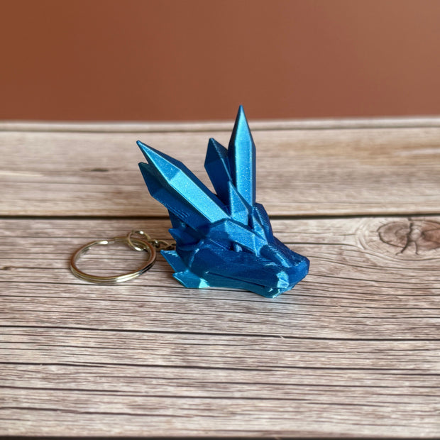 Crystal Dragon Head 3D Printed Keychain – Fantasy Keychain, Unique Dragon Lover Gift, Mystical Accessory, Magical Creature Charm