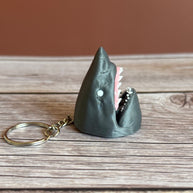 Shark Head 3D Printed Keychain – Ocean Predator Keyring, Unique Shark Lover Gift, Marine Life Accessory, Cool Nautical Keychain