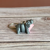 Flexi Gray and Pink Hippo 3D Printed Keychain – Cute & Playful Animal Accessory, Perfect Gift for Hippo Lovers