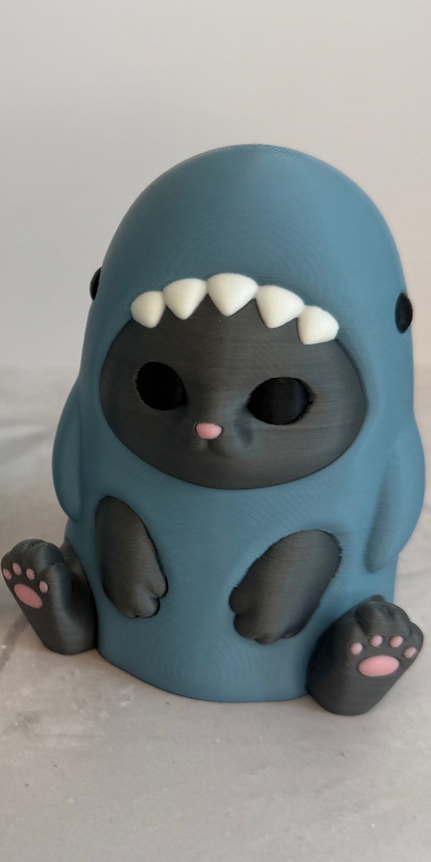 3D Printed Cat in Shark Costume | Cute Cat Figurine | Funny Animal Gift | Shark Cat Decor