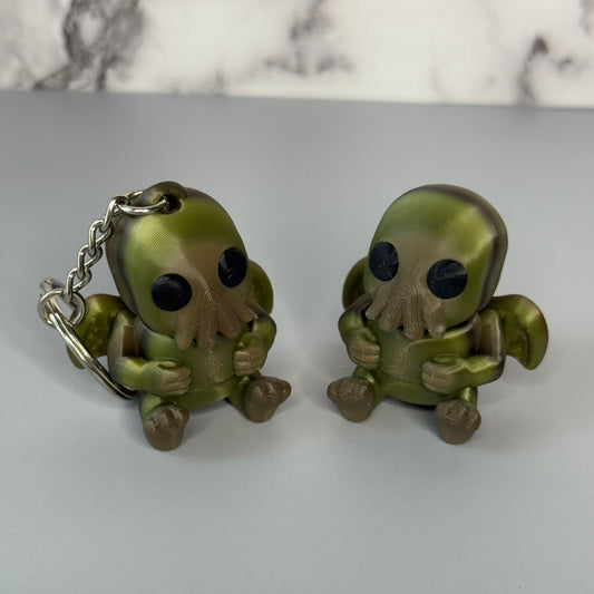 Cthulhu Keychain or Mini Figurine - Lovecraftian Horror Gift, 3D Printed Gothic Bag Charm