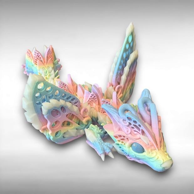 12.5" Baby Glow-in-the-Dark Fae Wolf Dragon – 3D Printed Fantasy Creature Toy
