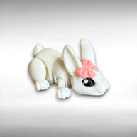 Articulated 3D Printed White Rabbit with Bow – Cute Bunny Collectible, Fantasy Animal Decor, Unique Rabbit Lover Gift, Easter Decoration