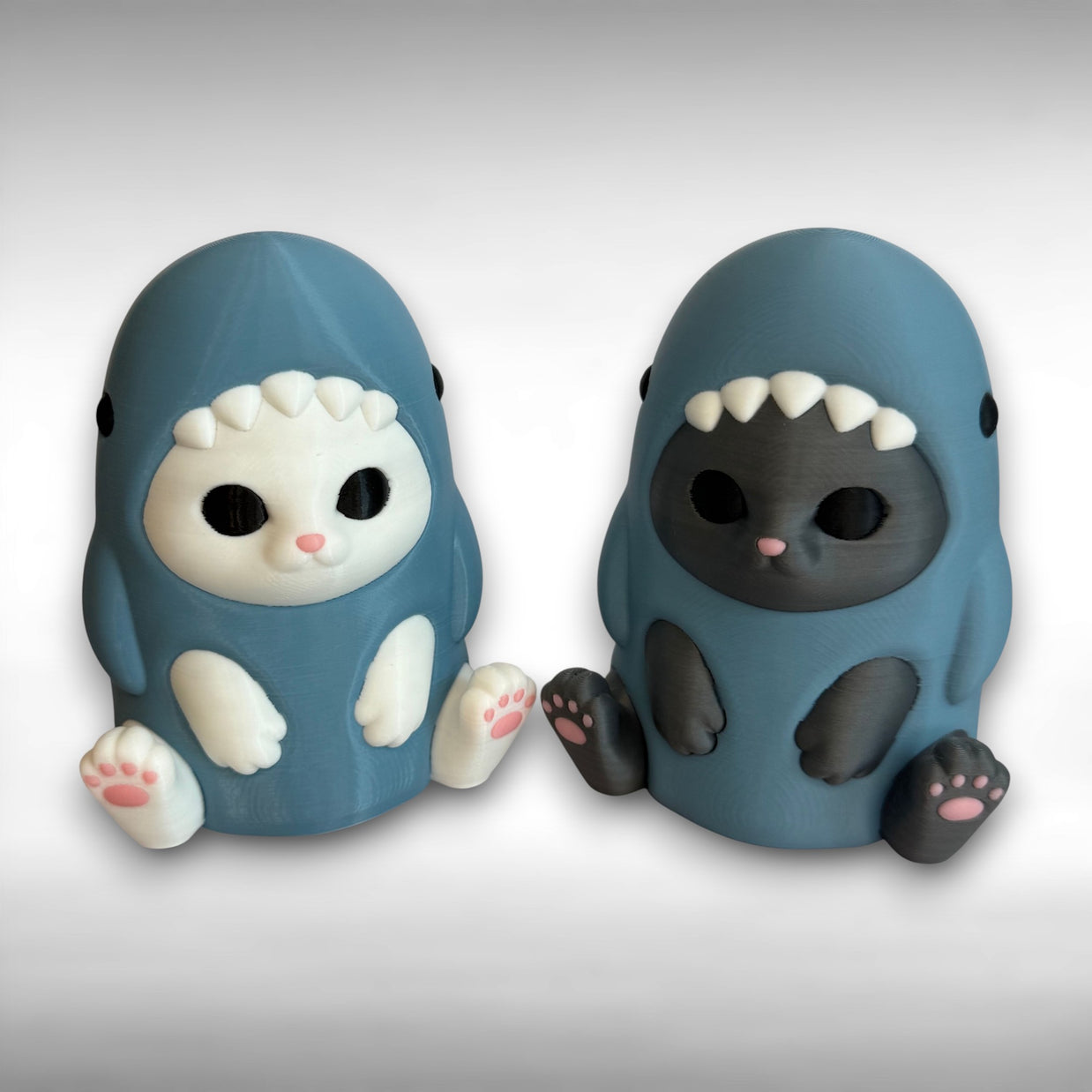 3D Printed Cat in Shark Costume | Cute Cat Figurine | Funny Animal Gift | Shark Cat Decor