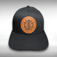 Anchor & Helm Wheel Snapback Hat - Hand Sewn Leatherette Patch,  Nautical Trucker Cap