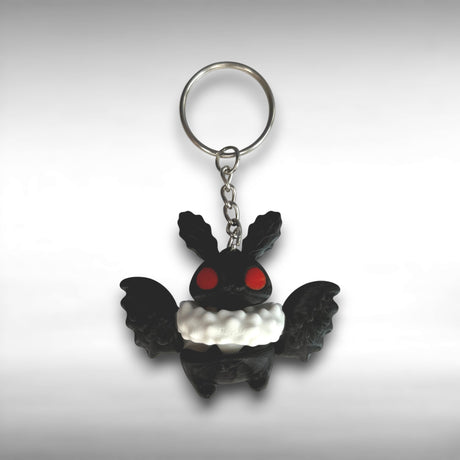 Mothman Keychain – 3D Printed Cryptid Creature Key Ring, Spooky Gothic Gift, Cryptid Lover Accessory