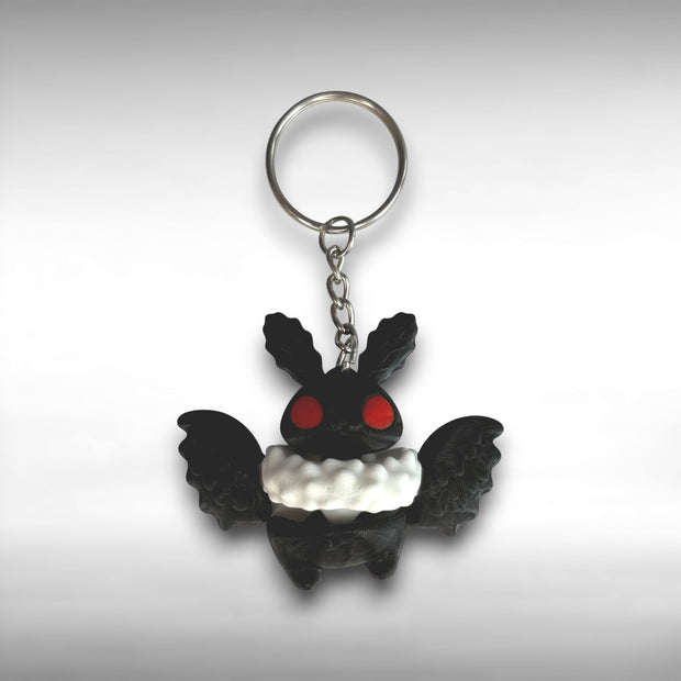 Mothman Keychain – 3D Printed Cryptid Creature Key Ring, Spooky Gothic Gift, Cryptid Lover Accessory