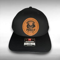 Surviving Out of Spite Hat - Skull Leatherette Patch Snapback, Hand Sewn Gothic Cap