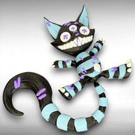 Creepy Stuffed Cat with Button Eyes & Curved Tail – 3D Printed Spooky Halloween Decor