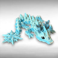 15.5in Articulated Baby Winter Dragon – 3D Printed Frosty Ice Dragon Toy