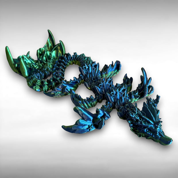 Articulated 20in Coral Reef Dragon 3D Printed Toy – Colorful Ocean Dragon, Posable Fantasy Creature, Unique Sea-Inspired Decor