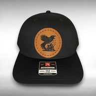 Raven on Skull Gothic Hat - Leatherette Patch Snapback Hat, Hand Sewn Dark Aesthetic Cap