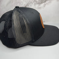 Anchor & Helm Wheel Snapback Hat - Hand Sewn Leatherette Patch,  Nautical Trucker Cap