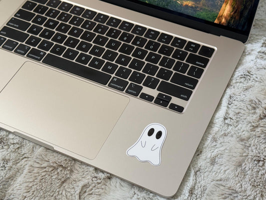 Ghost Vinyl Sticker – Cute Minimalist Ghost Decal – Halloween Sticker for Laptop, Water Bottle, Phone, and More – Spooky Decor