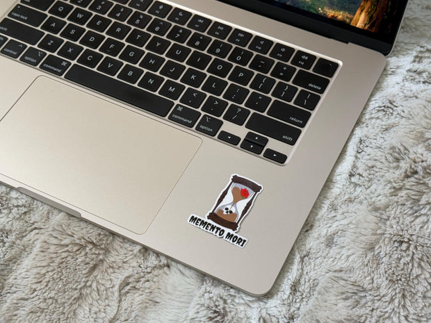 Memento Mori Vinyl Sticker – Gothic Hourglass Sticker – Death and Life Sticker for Laptop, Water Bottle, Phone