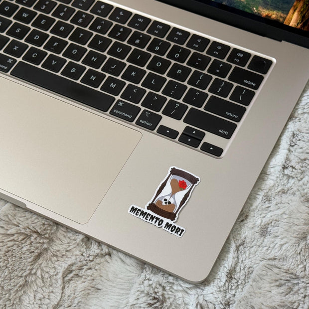 Memento Mori Vinyl Sticker – Gothic Hourglass Sticker – Death and Life Sticker for Laptop, Water Bottle, Phone