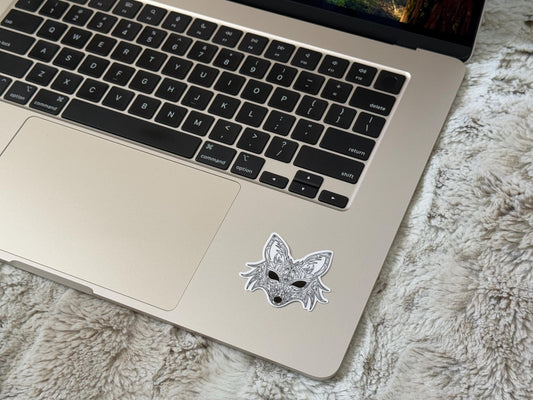 Fox Vinyl Sticker – Elegant Filigree Fox Decal, Boho Animal Art, Nature-Inspired Sticker for Laptop, Water Bottle, Phone, and More