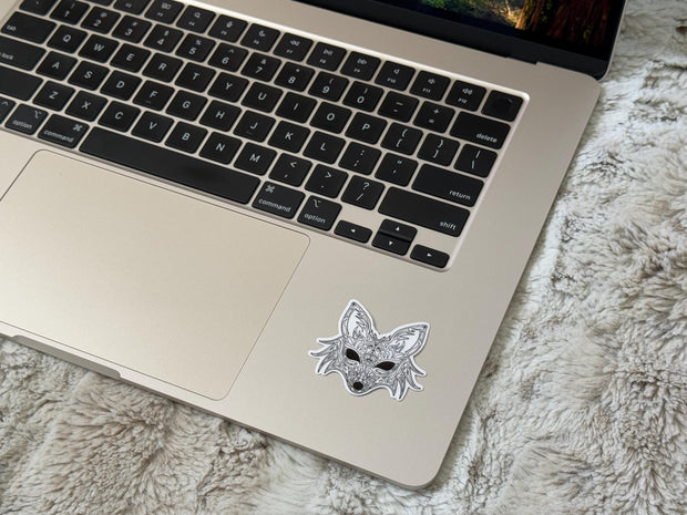 Fox Vinyl Sticker – Elegant Filigree Fox Decal, Boho Animal Art, Nature-Inspired Sticker for Laptop, Water Bottle, Phone, and More